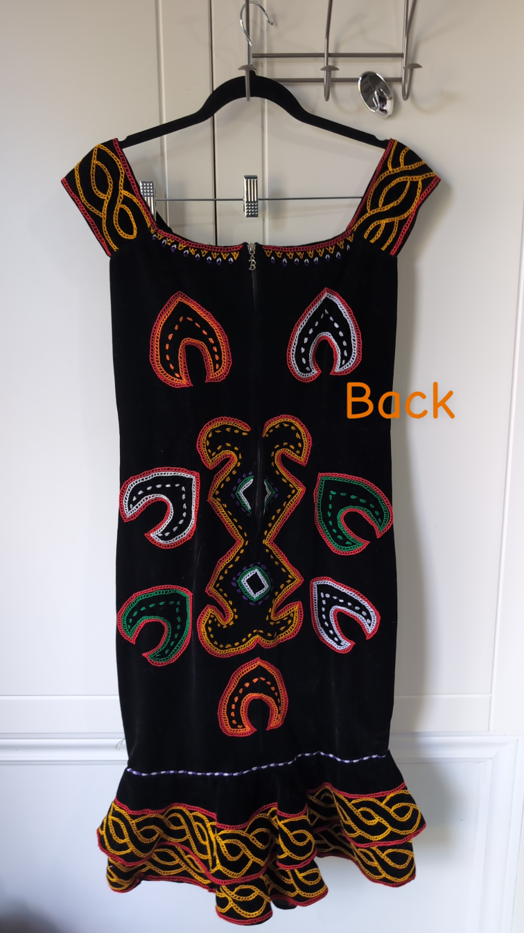 Unique Black Dress with Colorful Embroidery ( Toghu ) - photo 2