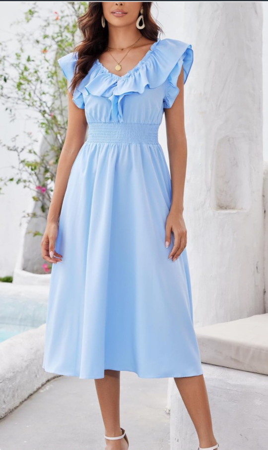 Light Blue Ruffle Midi Dress - photo 4
