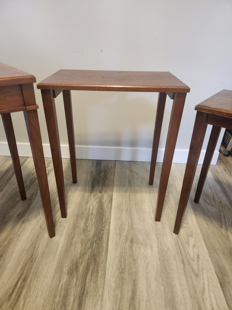 Set of 3 Vintage Wooden Side Tables - photo 3