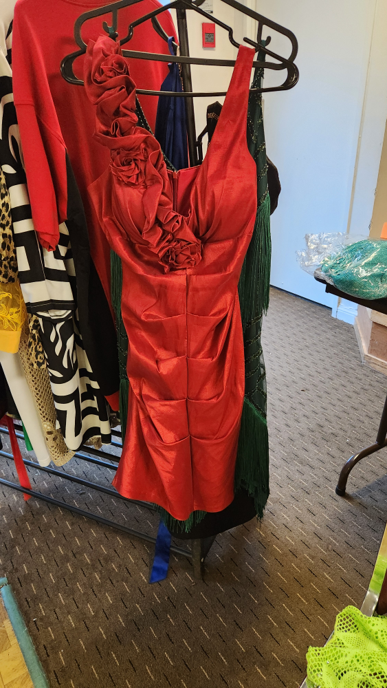 Red Dress with Floral Detail