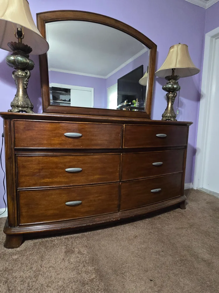 Wood Dresser with Mirror - 70" Wide thumbnail