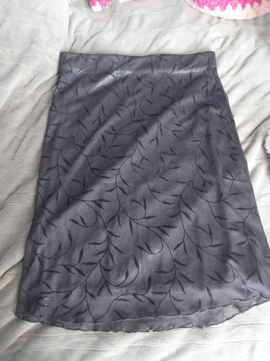 Black Leaf Pattern Mini Skirt thumbnail