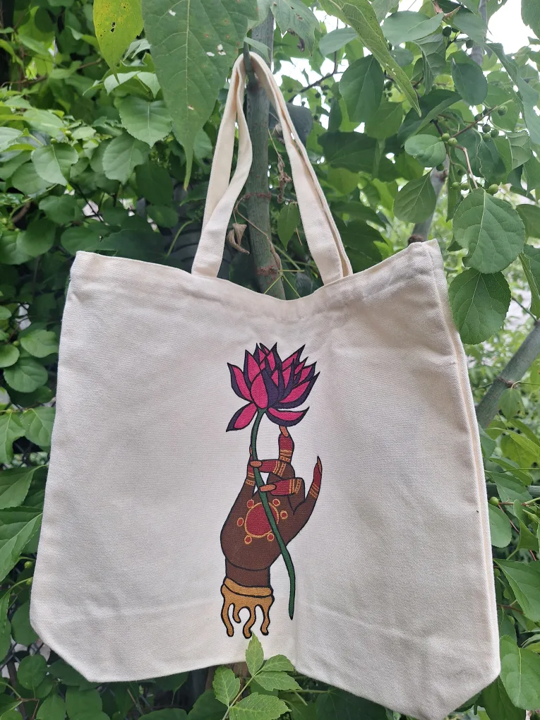 Bad Rani Canvas Tote Bag with zipper thumbnail