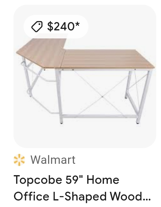 Topcobe 59" L-Shaped Wood Desk