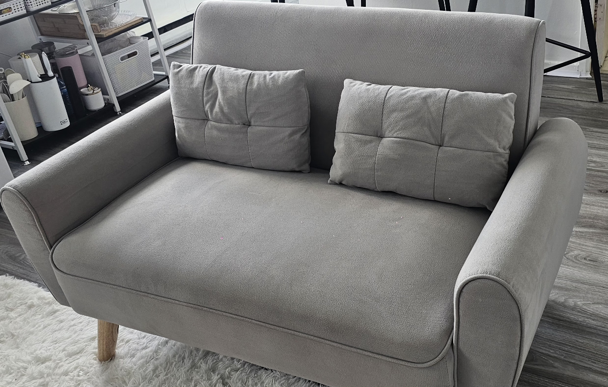 Grey Loveseat Sofa with Pillows - photo 2