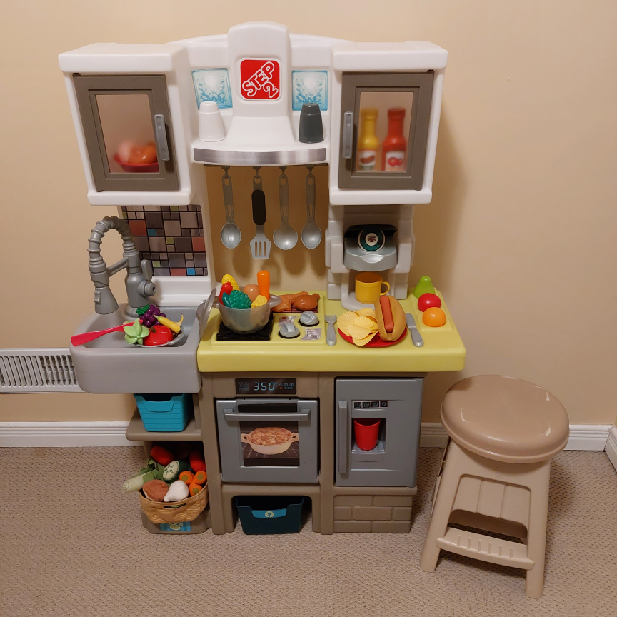 Kids Play Kitchen and Stool - photo 4