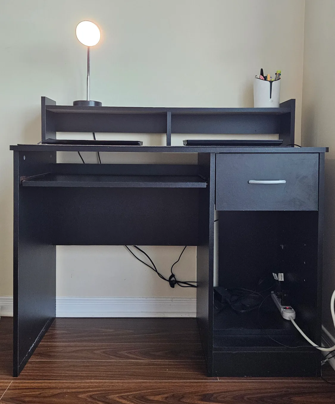 Black Computer Desk with Drawer thumbnail