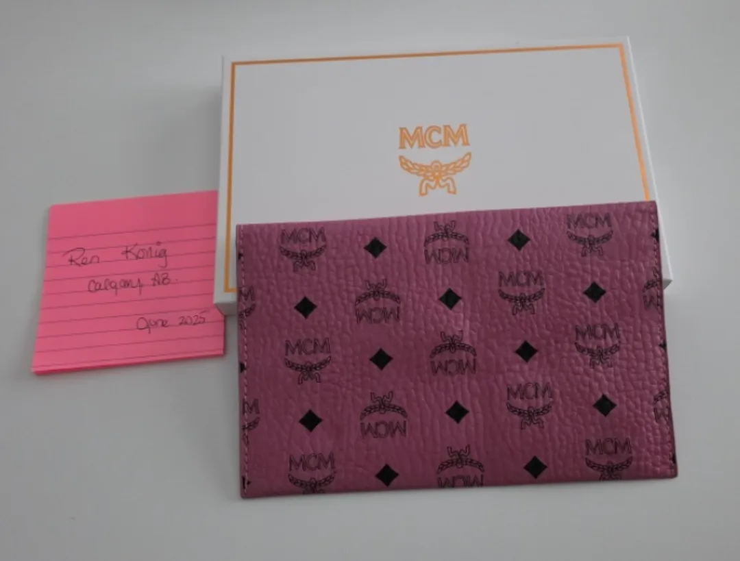 MCM Pink Leather Clutch with Box image indicator(2)