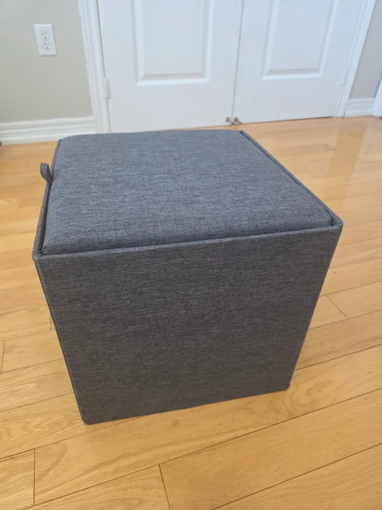 Grey Storage Ottoman Cube with Marble-Look Lid thumbnail