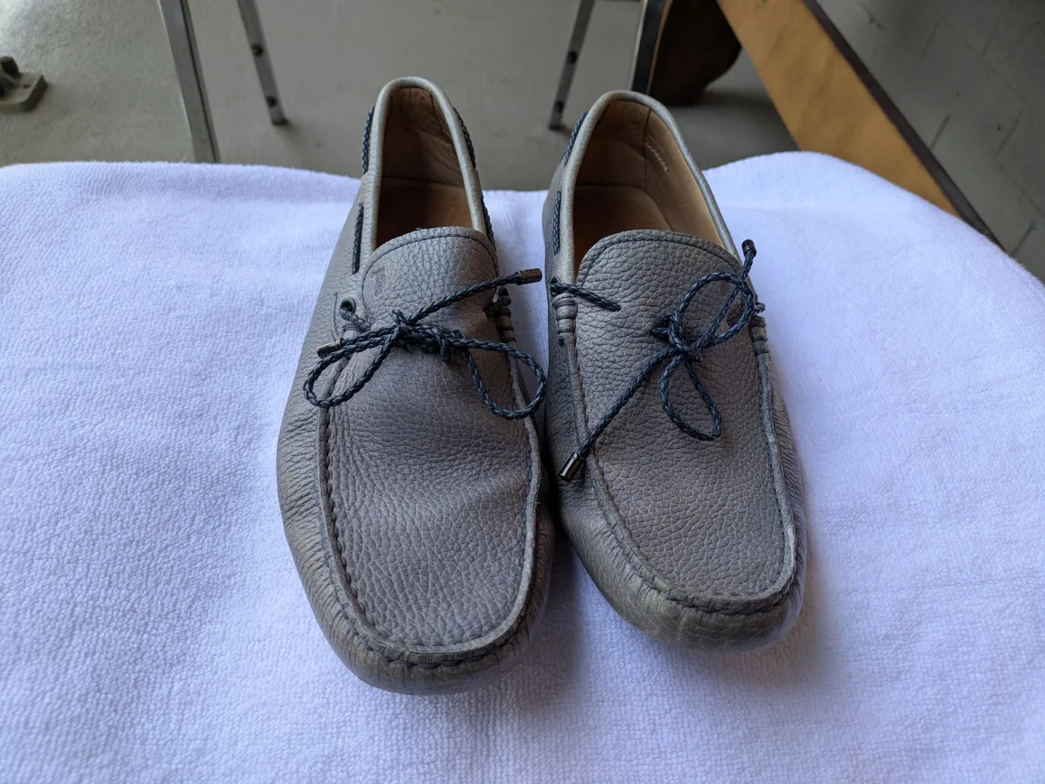Tod's Grey Leather Loafers - Size 7.5 thumbnail