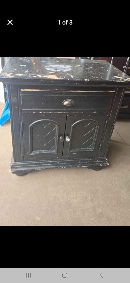 Black Side Table with Storage