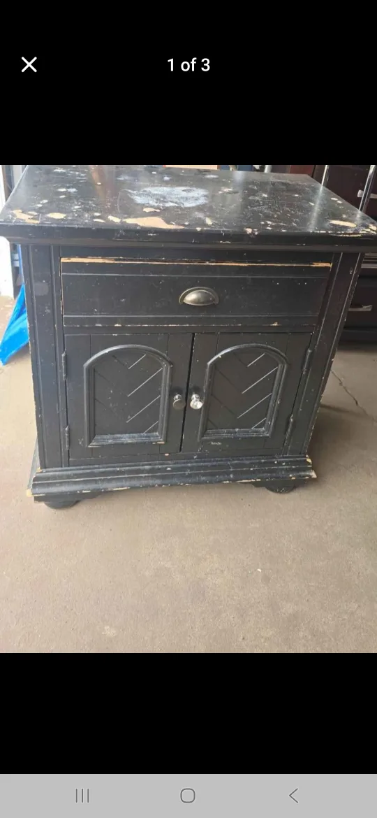 Black Side Table with Storage thumbnail