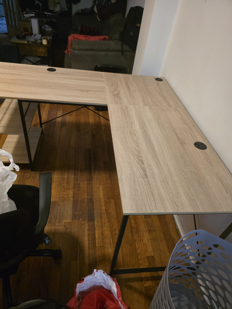 L-Shaped Corner Desk with Shelves - photo 3