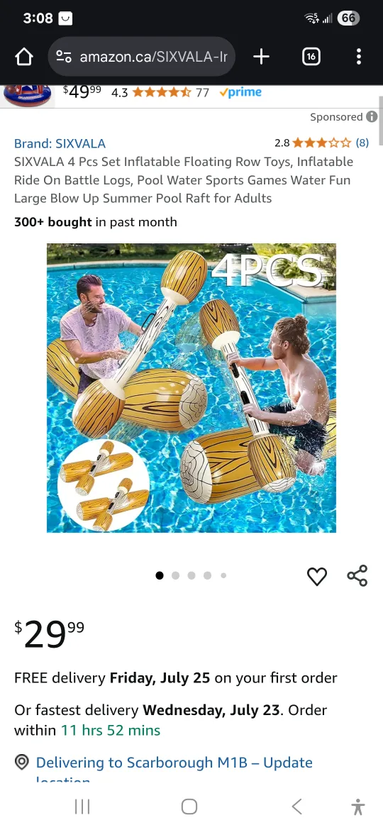 SIXVALA Inflatable Battle Logs - Pool Fun! thumbnail