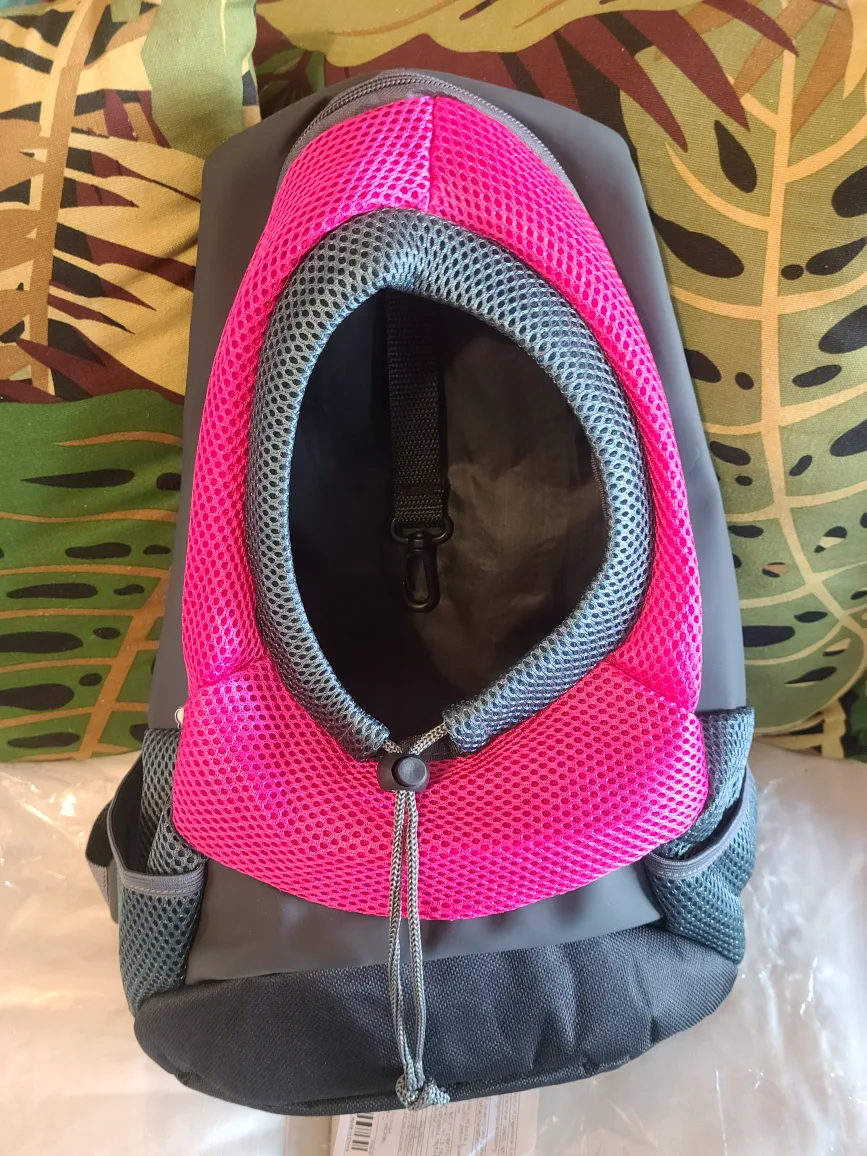 Pet Carrier Backpack - Reddish Pink & Dark Gray thumbnail