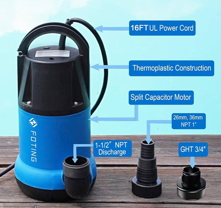 Foting 1HP Submersible Sump Pump - Model 9003-F - photo 3
