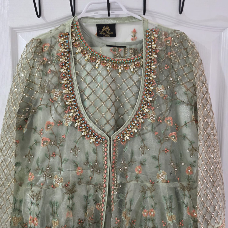 Mint Green Embroidered Anarkali Dress - photo 2