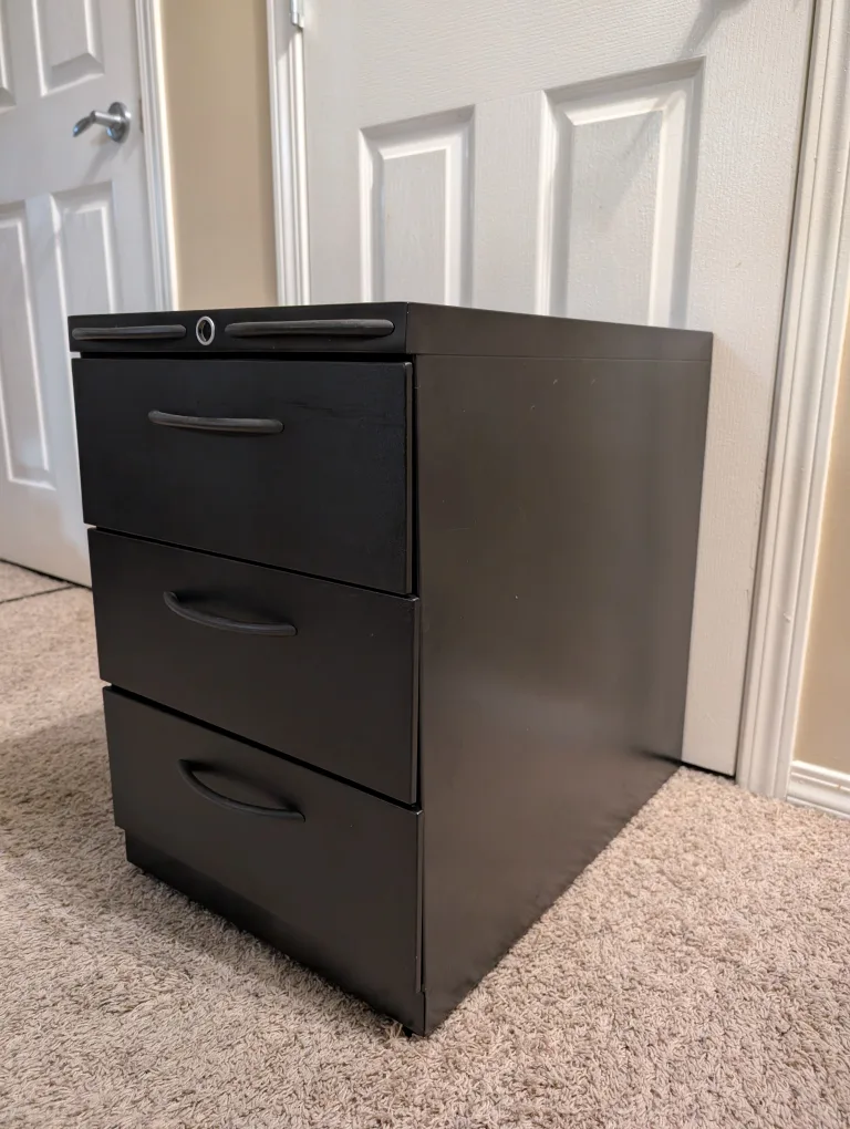 Black Metal Filing Cabinet - 3 Drawers thumbnail