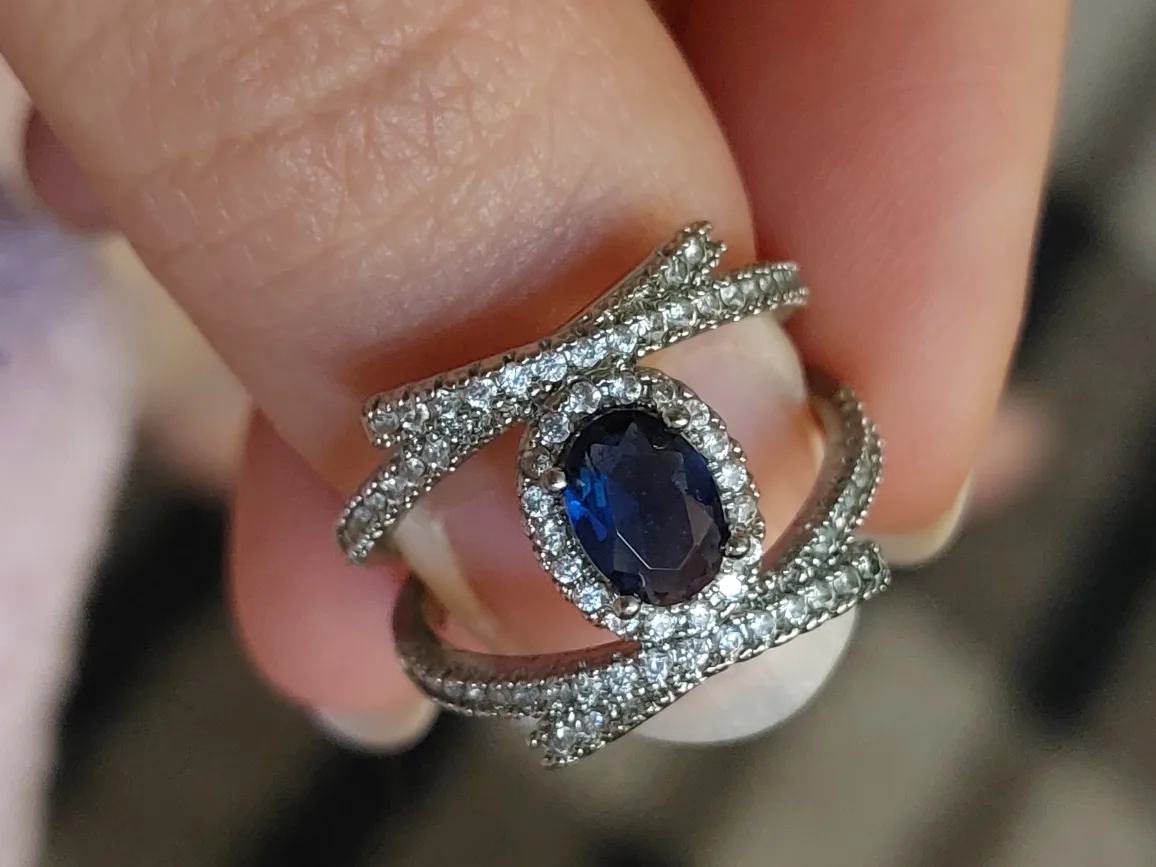 Shiny Blue and Silver Ring thumbnail