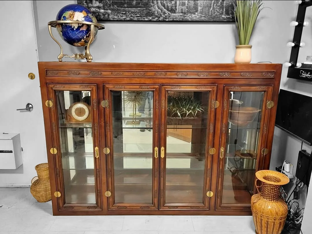 Vintage Rosewood Carved Curio Cabinet thumbnail