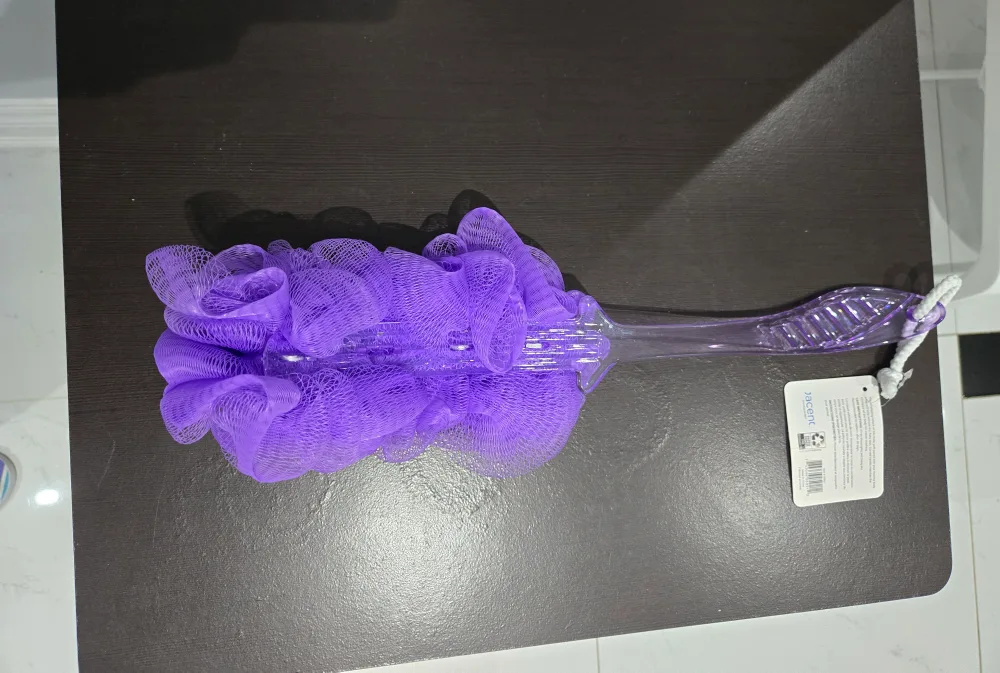 Body Basics Purple Bath loofah with Handle image indicator(2)