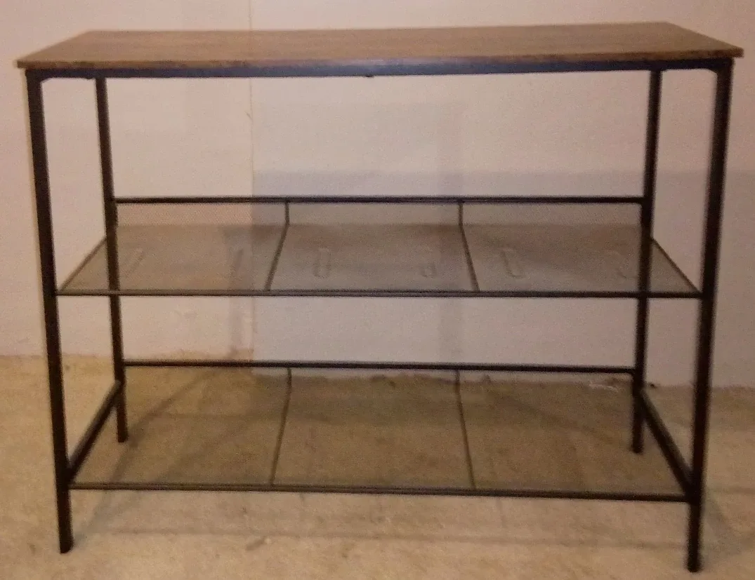 Industrial Console Table with Mesh Shelves thumbnail