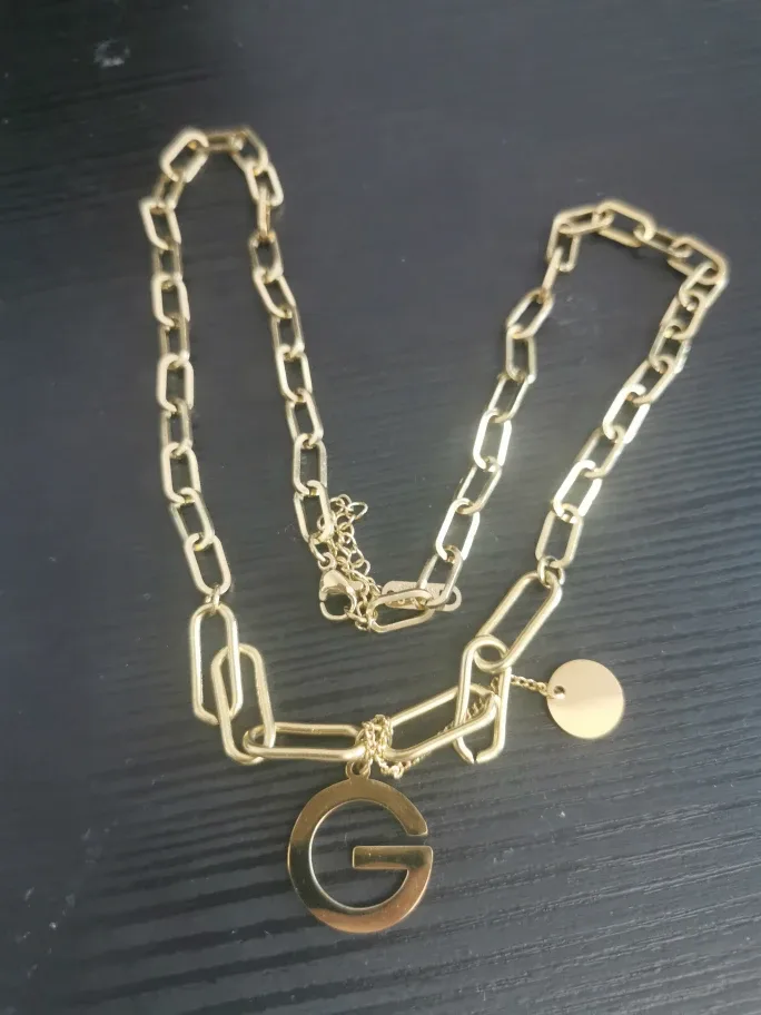 Gold Chain Link Necklace with 'G' Pendant thumbnail