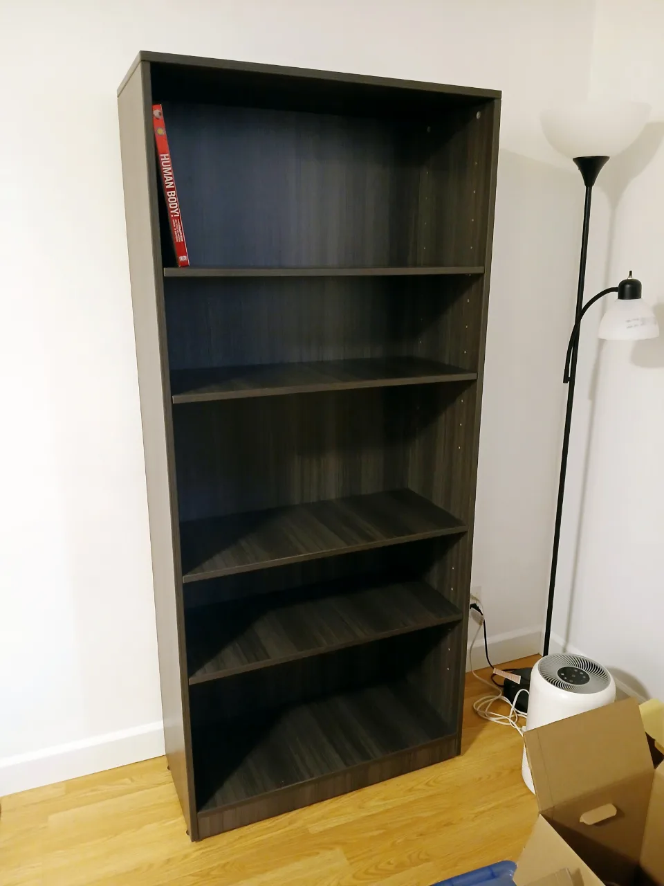 Dark Grey 5 Level Adjustable Solid Wood Book Shelf thumbnail