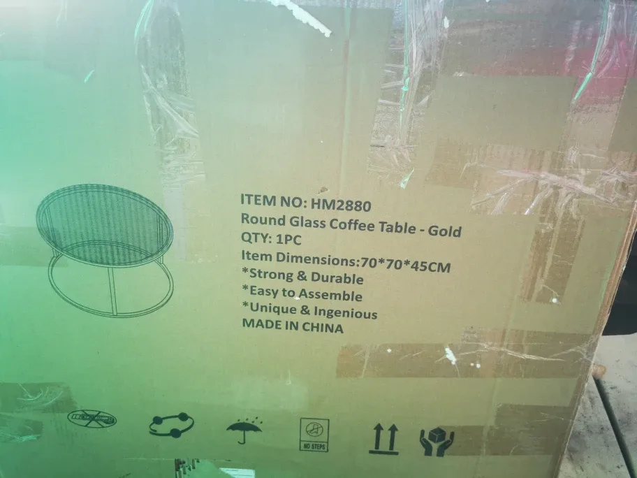 Round Glass Coffee Table - Gold, HM2880 image indicator(2)