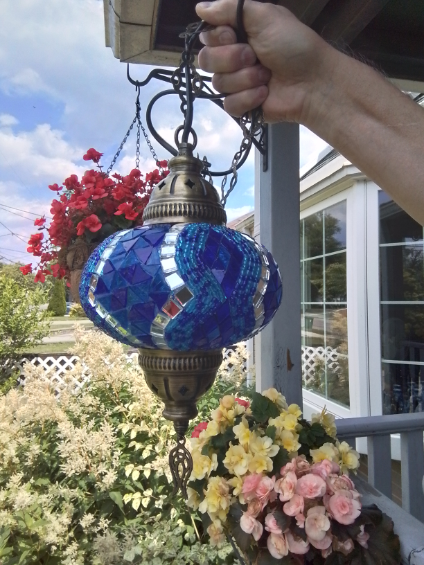 Blue Turkish Mosaic Hanging Lamp