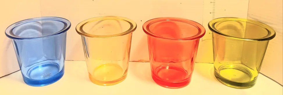 💐🕯🍬Set of 4 Vintage Colored Multipurpose Glass Containers🍬🕯💐 thumbnail