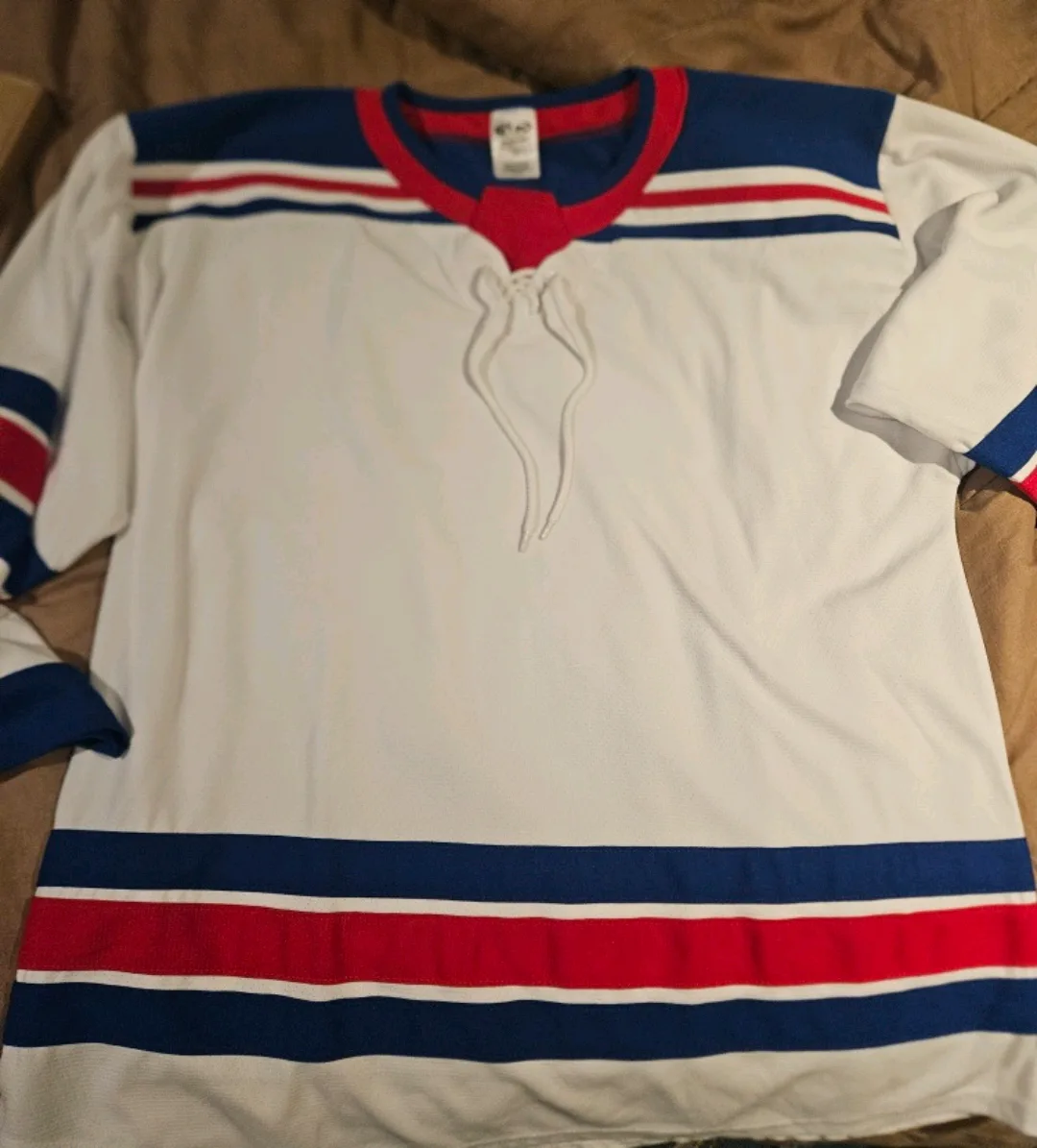 Hockey Jersey - White, Blue, and Red thumbnail