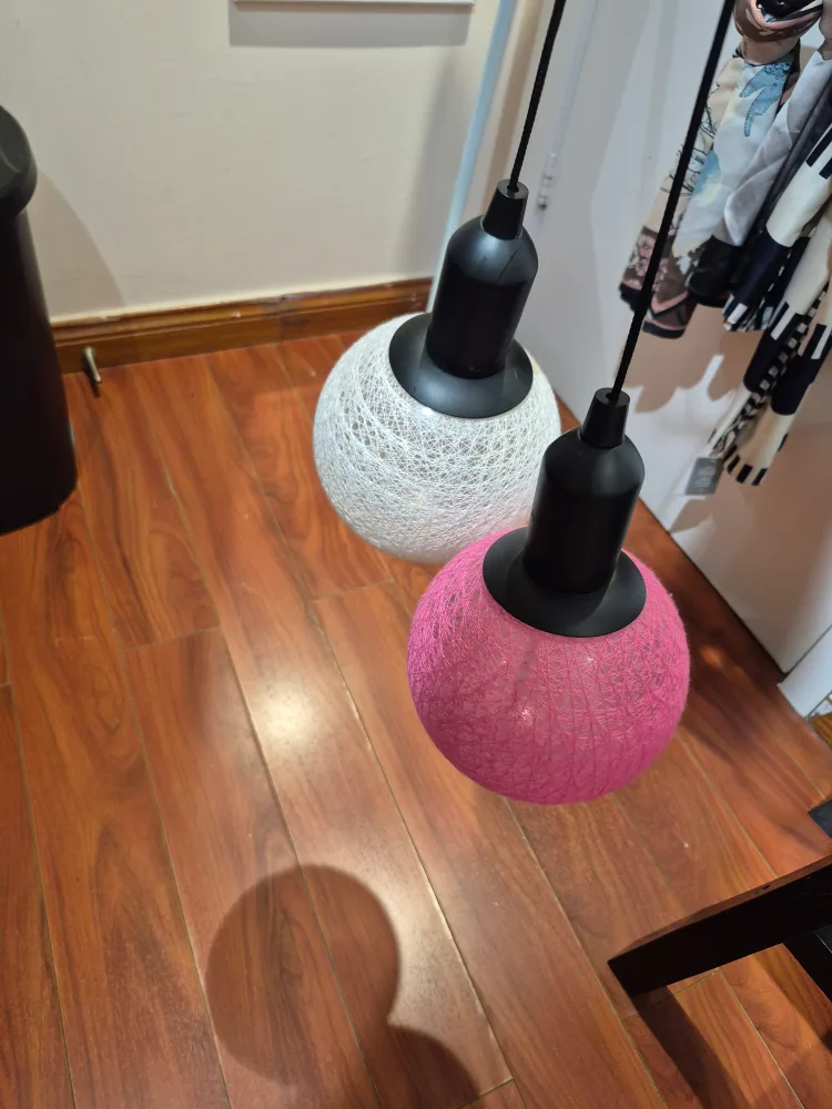 Pink & White String Pendant Lights thumbnail