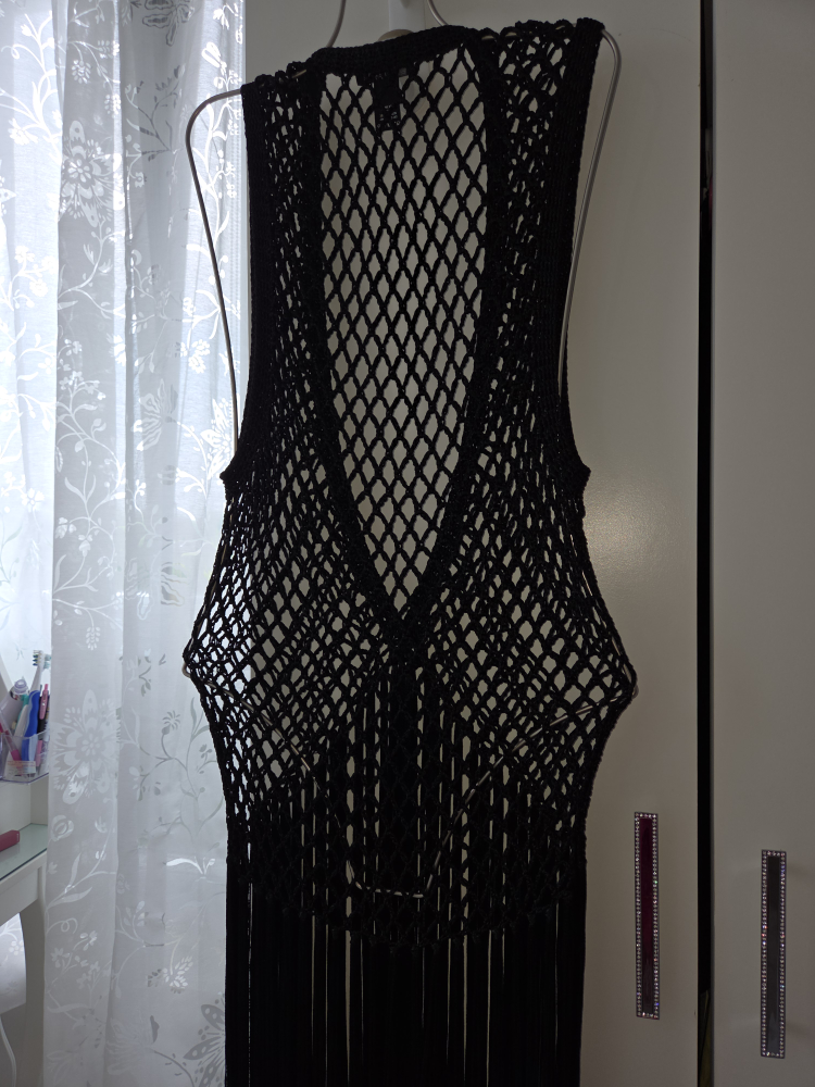 Black Crochet Fringe Vest - photo 4