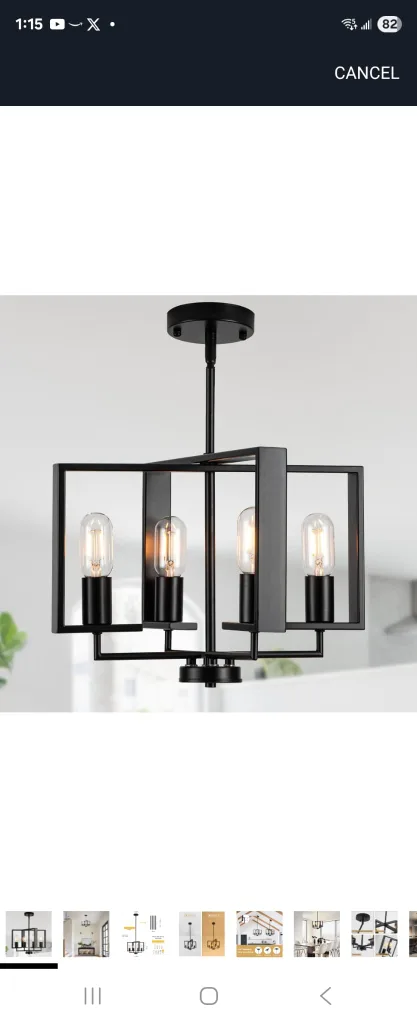 VILUX Modern Black Chandelier - 4 Lights thumbnail