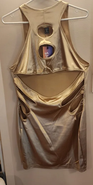 Shein Curve Gold Cutout Dress - Size 1XL image indicator(5)