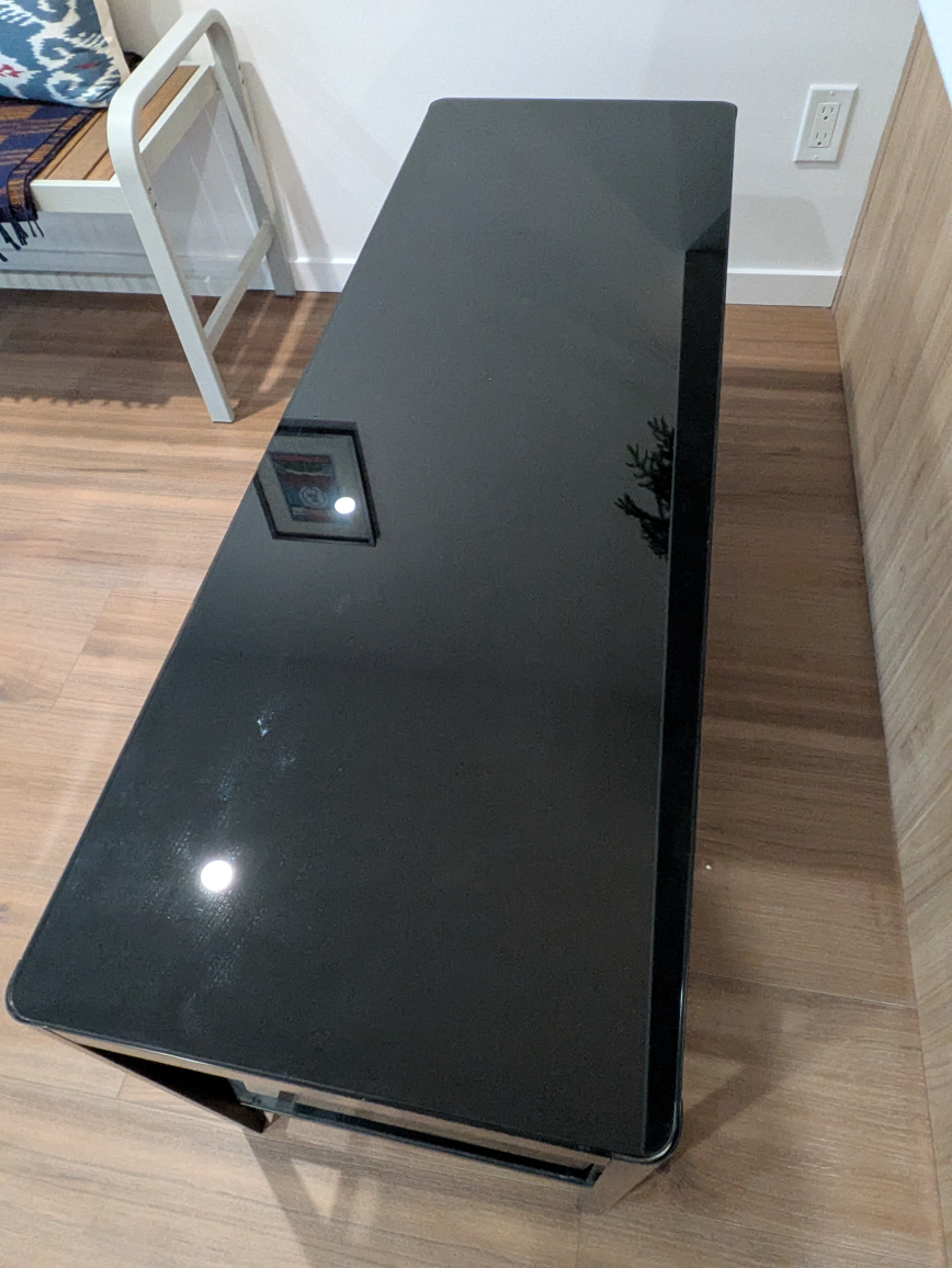 IKEA Black Glass Shelf TV Stand - photo 2