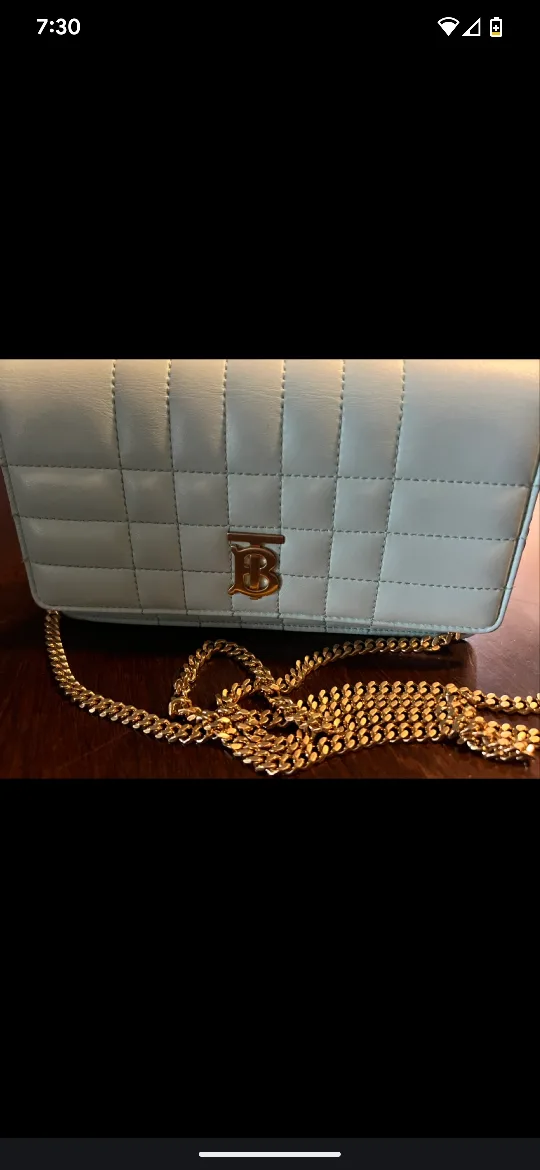 Burberry Lola Quilted Chain Wallet - Light Blue thumbnail