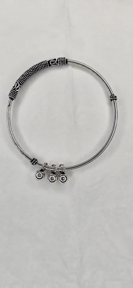 Silver Bangle Bracelet with Bells for Girls / ladies. thumbnail