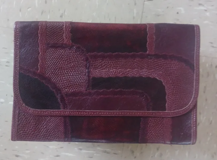 Carlos Falchi Burgundy Leather Clutch thumbnail