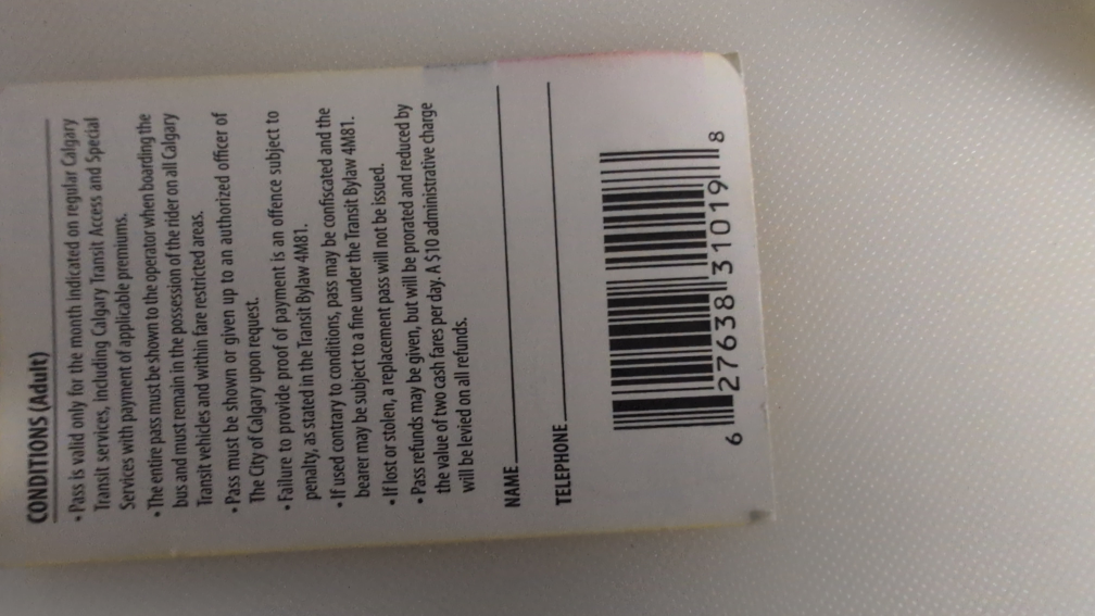 Calgary Transit Adult Pass - July 2025 - photo 2