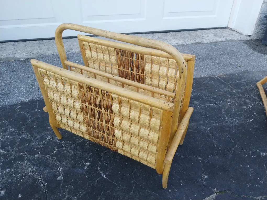 Boho Rattan Magazine Racks and Waste Basket image indicator(3)