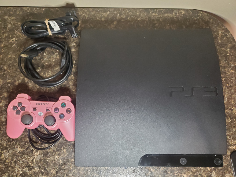 PS3 CECH-3001B with Pink Controller