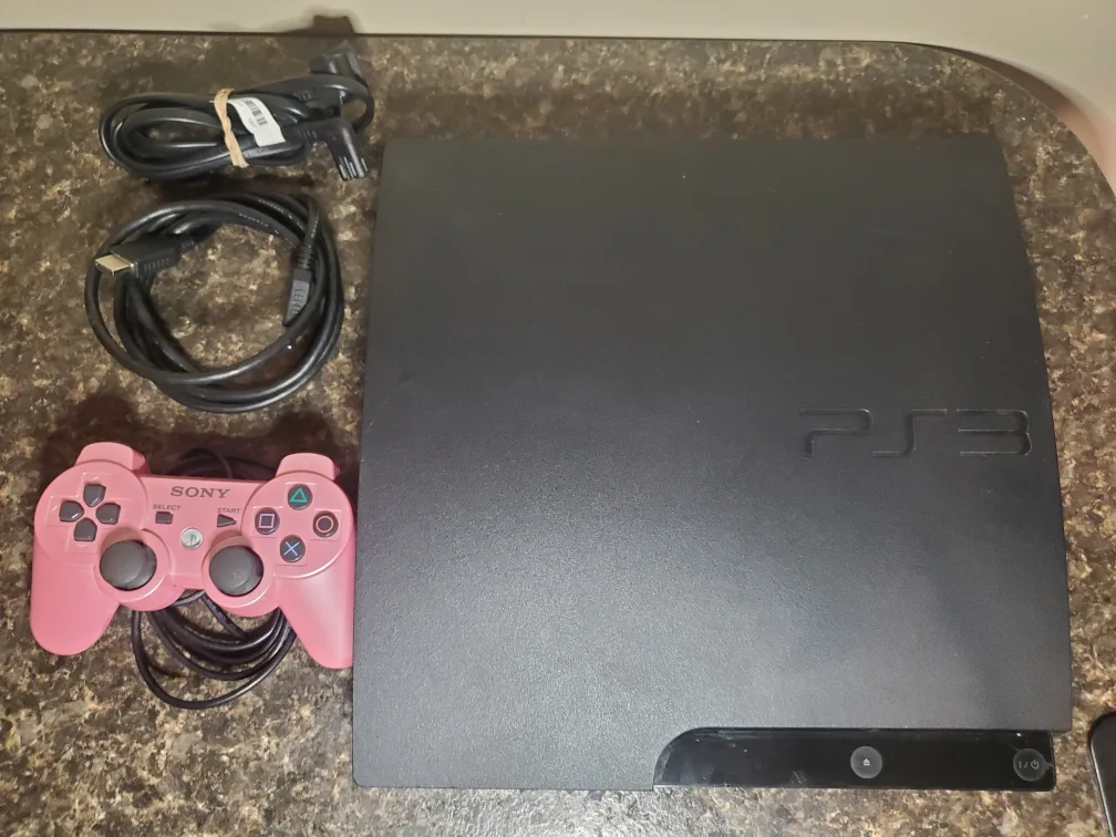 PS3 CECH-3001B with Pink Controller thumbnail