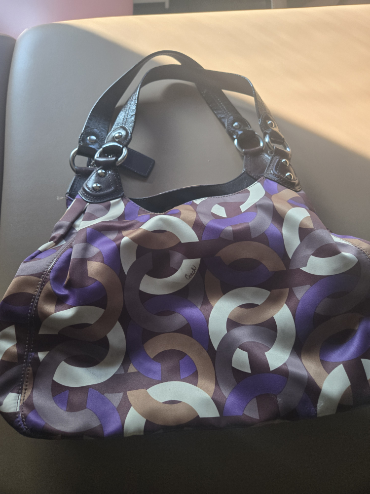 Coach Purple & Brown Circle Pattern Handbag - photo 3