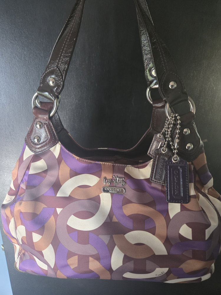 Coach Purple & Brown Circle Pattern Handbag - photo 4