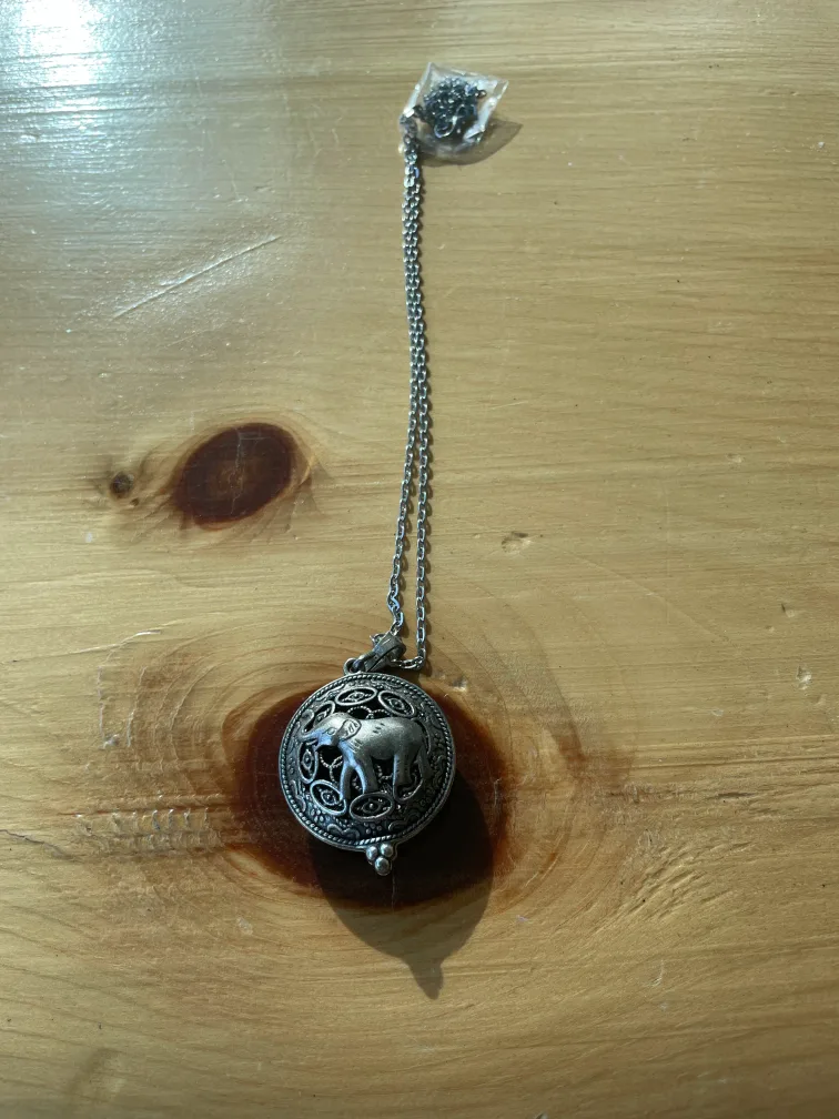 Silver Elephant Locket Necklace thumbnail
