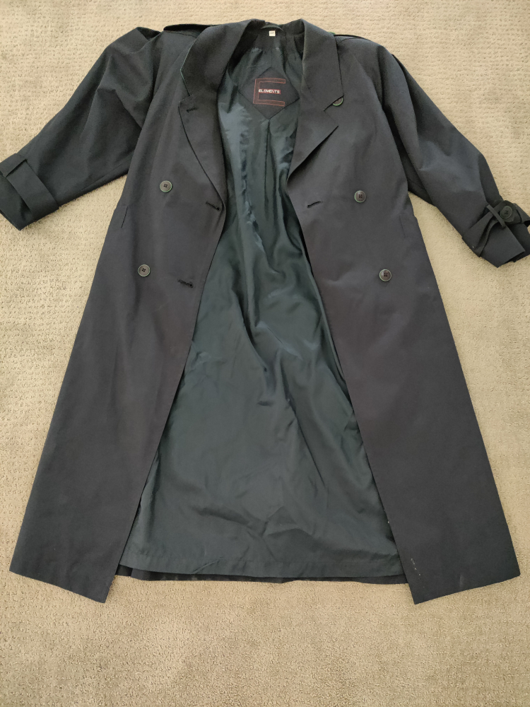 Women Navy Blue Long Coat Summer / Trench Jacket - Size 7 / 8 P - photo 4