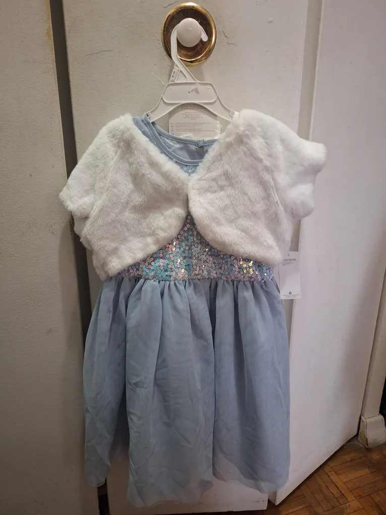 Rococo Dress with fur bolero and Tights - Size 5-6 - New thumbnail