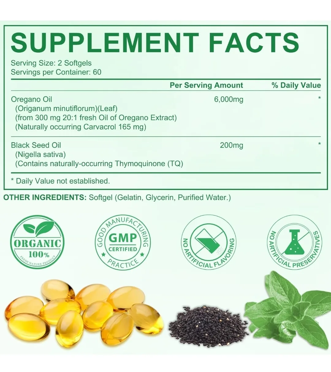 Oil of Oregano with Black Seed Oil – 6000mg | 120 Softgels image indicator(5)